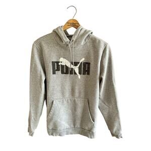 PUMA Essentials Big Logo Hoodie Gray Cotton Warm Athleisure sweatshirt mens M